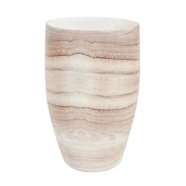 Unbranded Desert Sands Tapered Ceramic Table Vase, Beige Neutral Striae Pattern, 14 in.