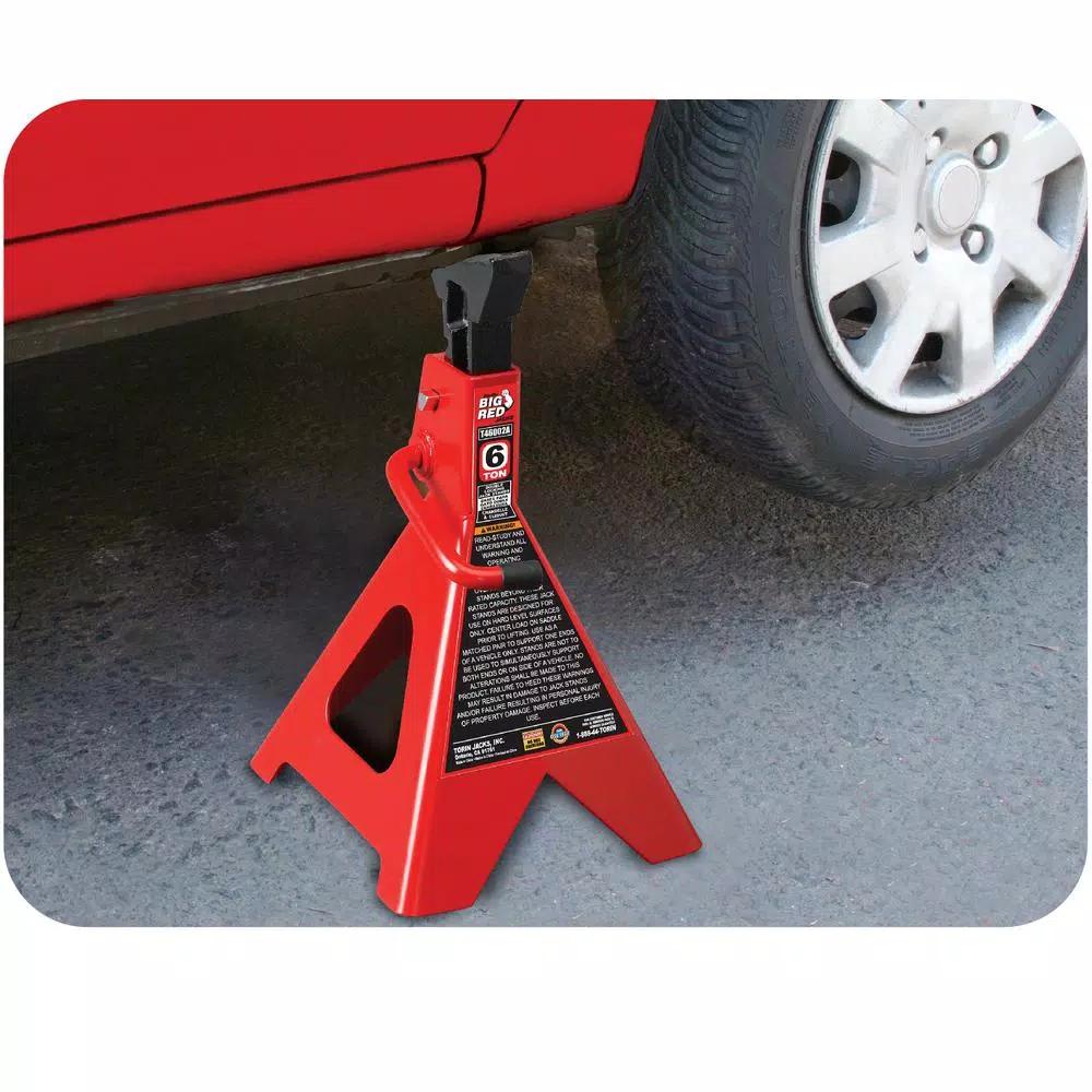 Big Red 6-Ton Double-Lock Steel Jack Stands, 2-Pack