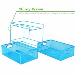 MIND READER 2-Tier Metal Mesh Utensil Caddy & Flatware Organizer, Blue thumbnail 6