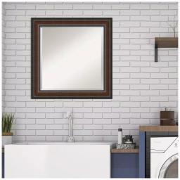 Amanti Art Cyprus Walnut 24.88 in. x 24.88 in. Square Wood Framed Bathroom Vanity Wall Mirror thumbnail 8