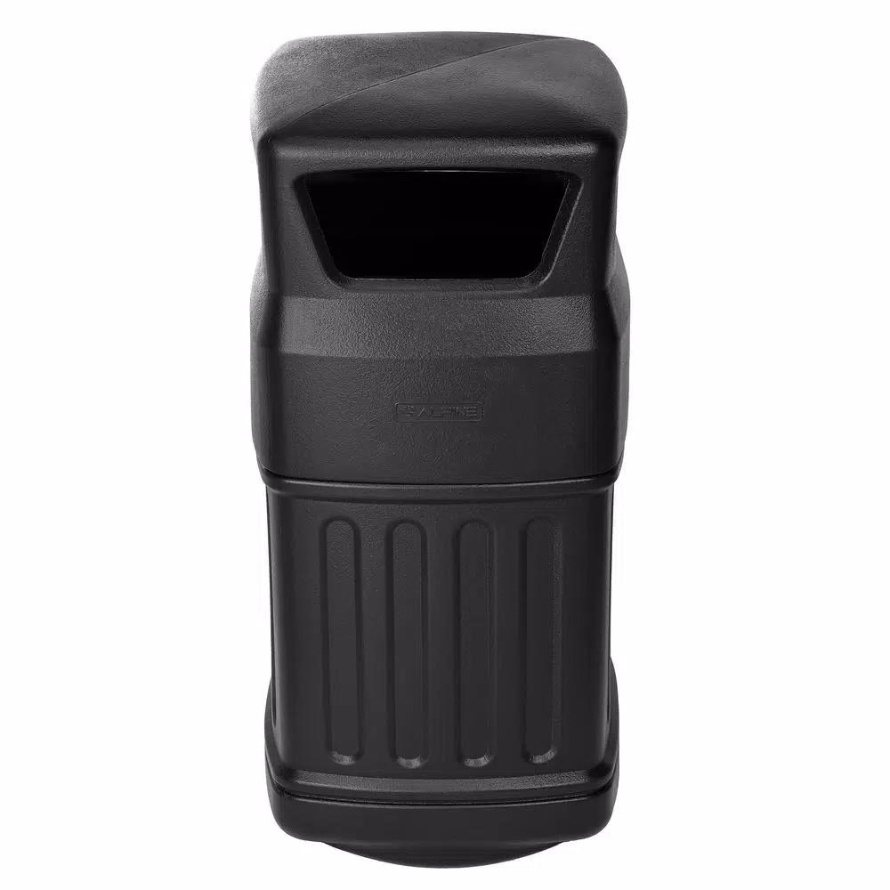 Alpine Industries 16 Gal. Black Open Dome Top Commercial Trash Can, Indoor/Outdoor