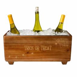 Cathy's Concepts Rustic Halloween Wooden Wine Trough with Galvanized Metal Ice Bucket thumbnail 2