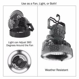 Wakeman Outdoors 2-in-1 LED Camping Lantern and Ceiling Fan, Black thumbnail 4