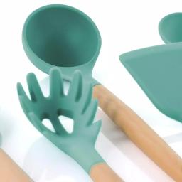 MegaChef 9-Piece Mint Green Silicone and Wood Kitchen Utensil Set with Ceramic Holder thumbnail 5