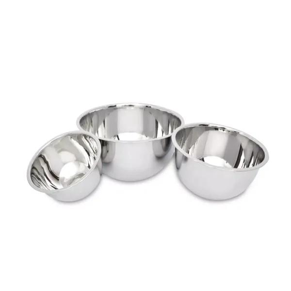 Unbranded 3-Piece Stainless Steel Mixing Bowl Set, 5.2 Qt, 3.25 Qt, 1.25 Qt