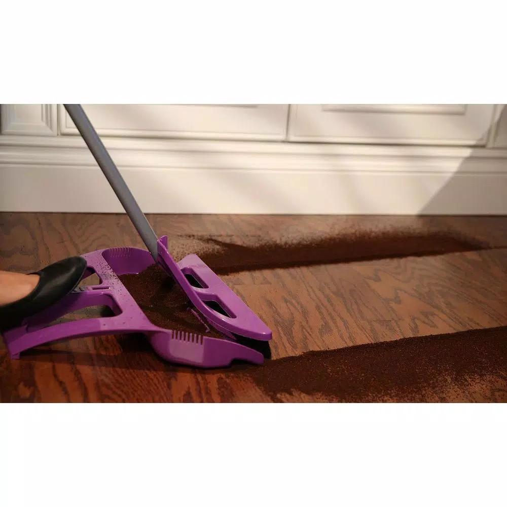 WISP 3-Piece Broom and Dustpan Set with Telescoping Handle and Bristle Seal Technology - Purple