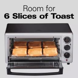 Proctor Silex 1500-Watt 6-Slice Silver Toaster Oven with Toast, Bake, and Broil Settings thumbnail 4