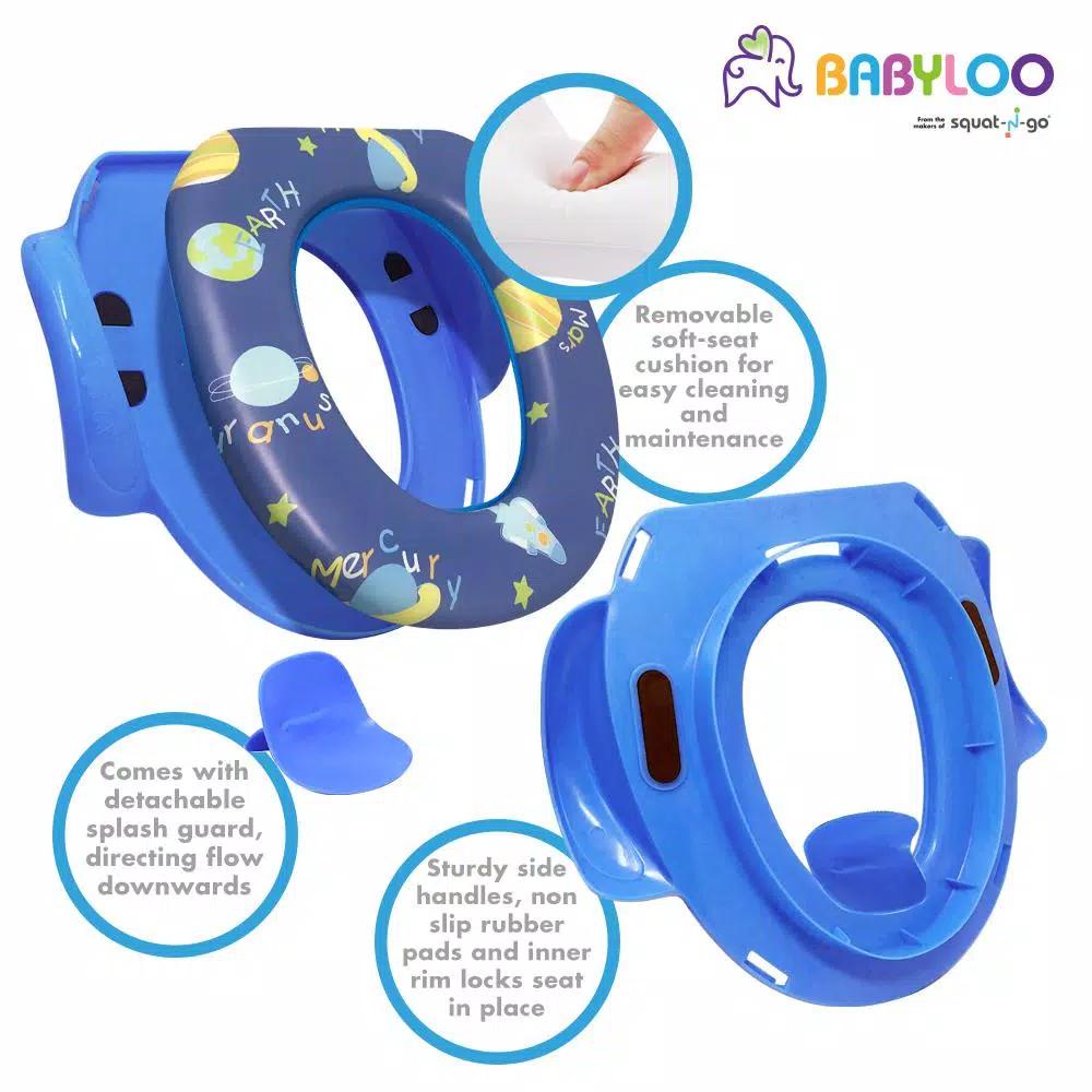 Babyloo Outer Space Design Children's Soft Toilet Seat with Handles and Splash Guard