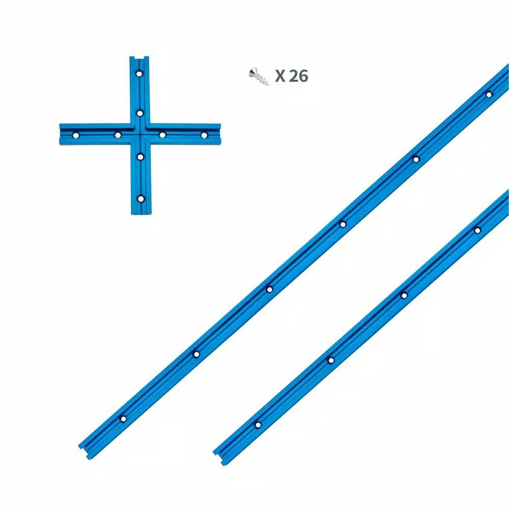 POWERTEC 36 in. Double-Cut Universal T-Track with Intersection Kit and Wood Screws