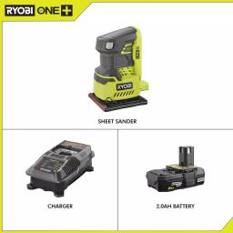 RYOBI 18V ONE+ Cordless 1/4 Sheet Sander Kit with 2.0 Ah Battery and Charger thumbnail 2