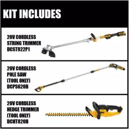 DEWALT 20V MAX Cordless Brushless 3-Tool Combo Kit: 14 in. String Trimmer, 8 in. Pole Saw & 22 in. Hedge Trimmer thumbnail 3
