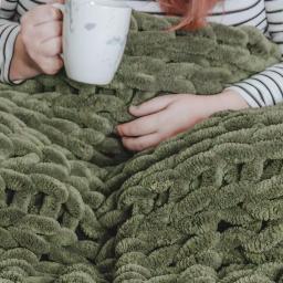 DONNA SHARP Olive Chenille Chunky Knit Throw Blanket, 40 x 50 in thumbnail 3