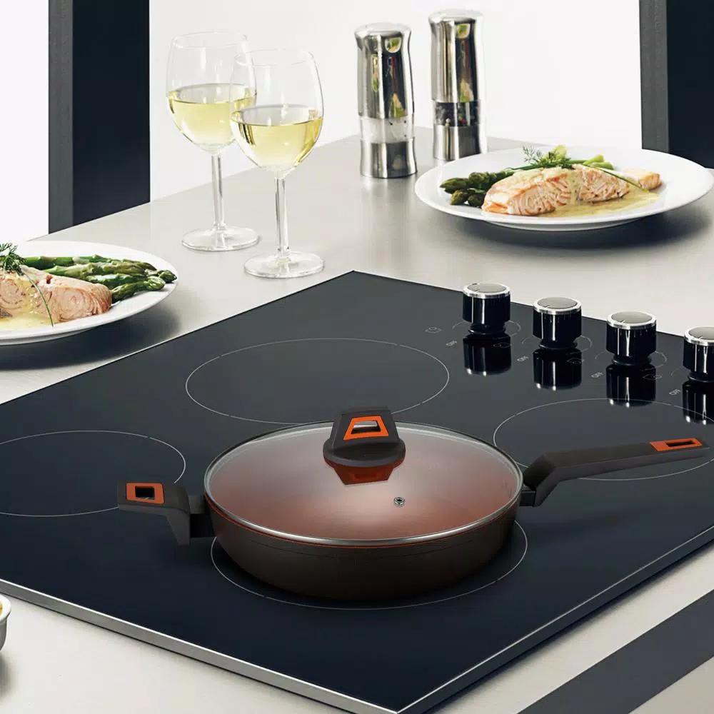AMERCOOK 12 in. Volcano Stone Nonstick Wok Pan, Forged Aluminum, Induction Compatible