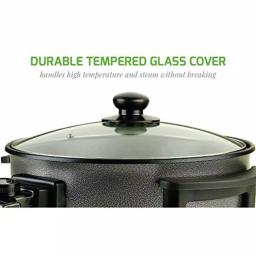 Ovente 12-Inch Electric Skillet, 1400W Non-Stick Aluminum Pan with Tempered Glass Lid thumbnail 4
