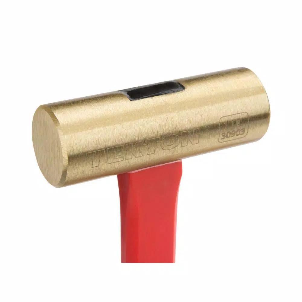 TEKTON 16 oz. Jacketed Fiberglass Brass Hammer, Non-Sparking Mallet