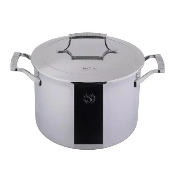 Saveur Selects Voyage 8 Qt. Tri-Ply Stainless Steel Stock Pot with Lid