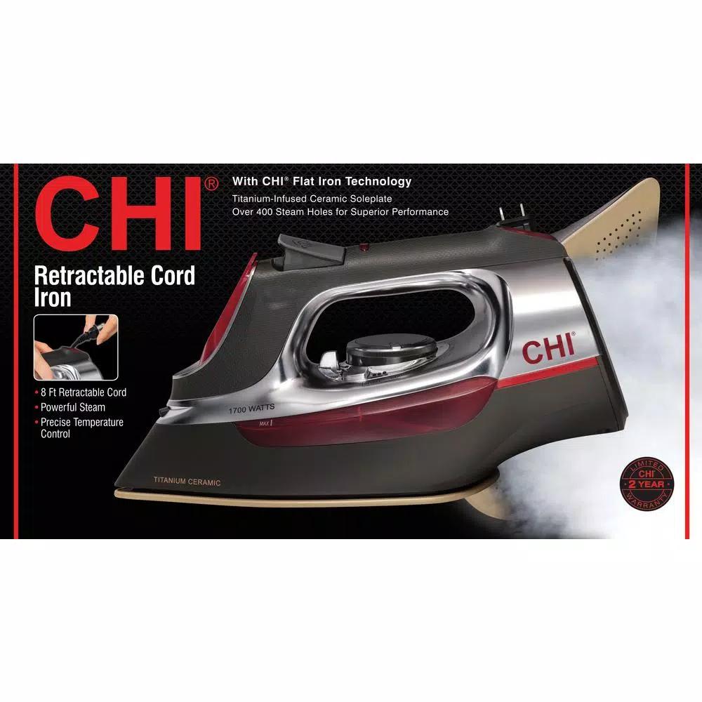 CHI Retractable Cord Steam Iron with Titanium-Infused Ceramic Soleplate