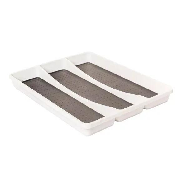 Real Solutions for Real Life White Plastic 6-Compartment Utility Drawer Organizer & Utensil Tray