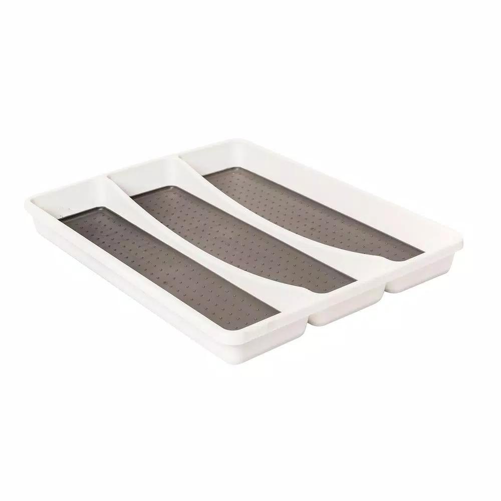 Real Solutions for Real Life White Plastic 6-Compartment Utility Drawer Organizer & Utensil Tray