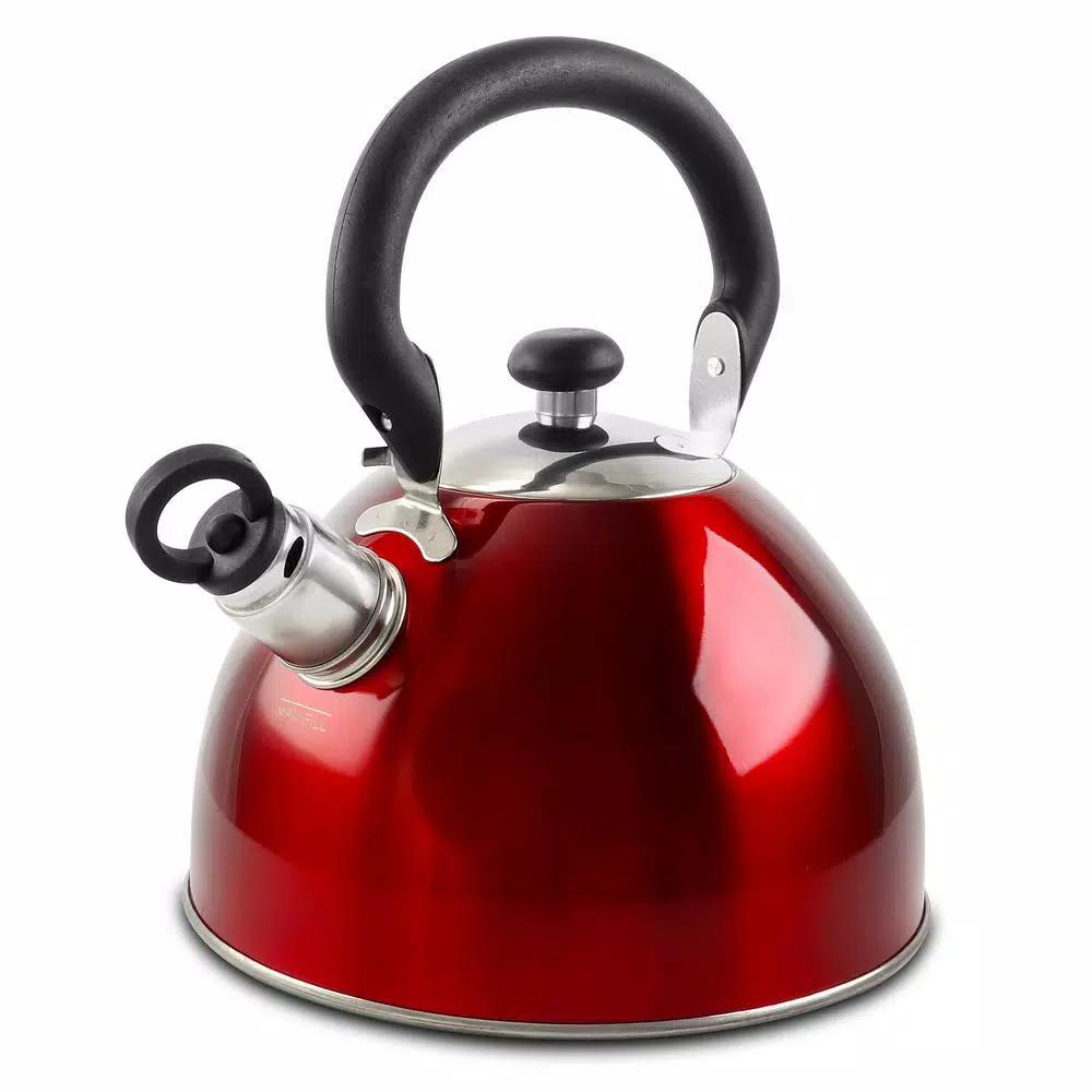 Mr. Coffee Morbern 7.2-Cup Red Stainless Steel Whistling Tea Kettle