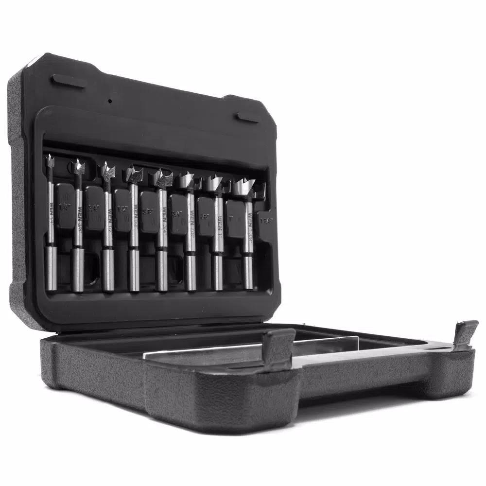 WEN 8-Piece Forstner Bit Set with Carrying Case, High Carbon Steel