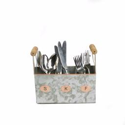 Mind Reader Silver Galvanized Steel Utensil Caddy - Kitchen Condiment & Flatware Organizer thumbnail 1
