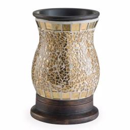 Candle Warmers Etc 8.8 in. Gilded Glass Illumination Fragrance Warmer with Gold Mosaic Design thumbnail 5