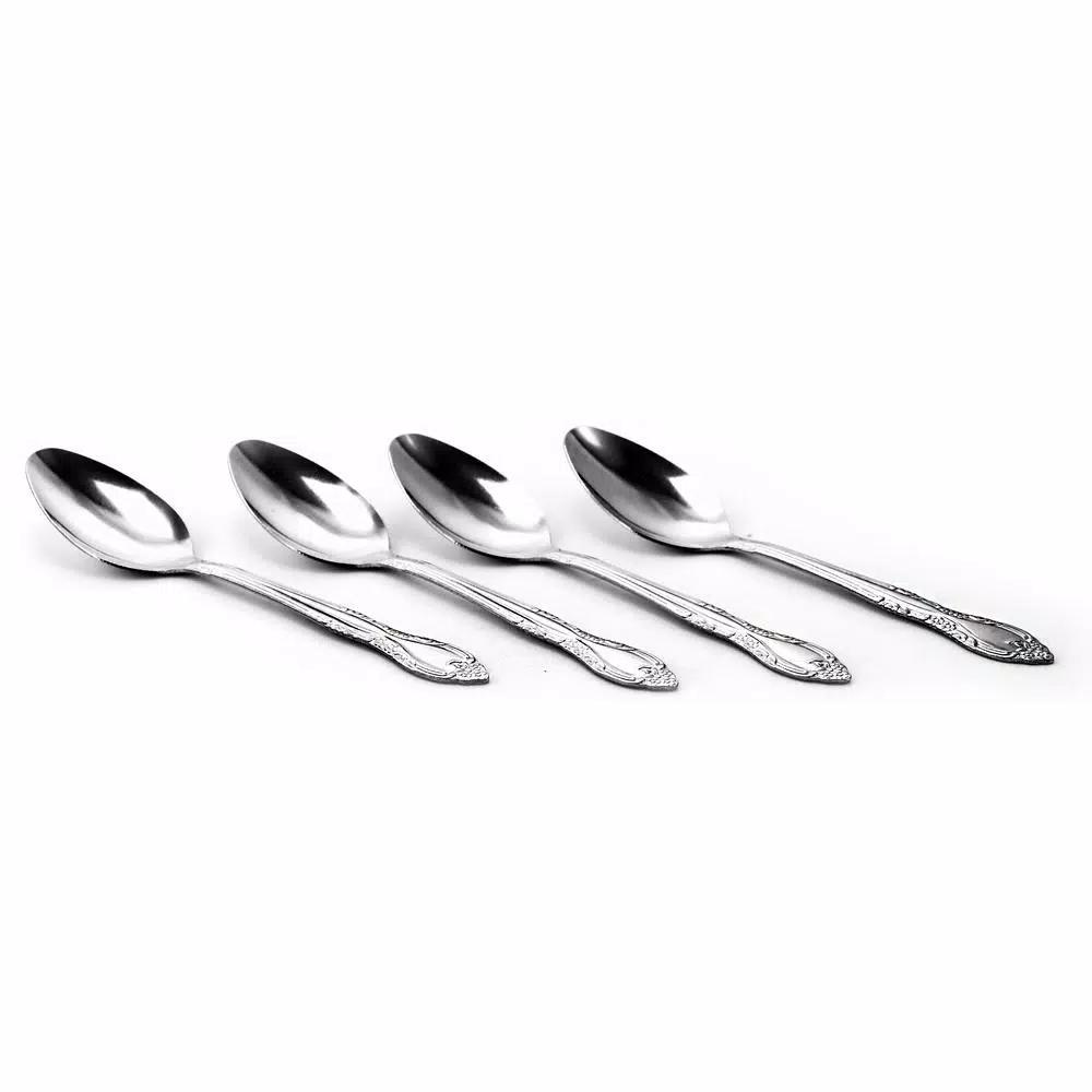 Gibson Home Abbie 24-Piece Stainless Steel Teaspoon Set, Ornate Silver Design, Service for 24