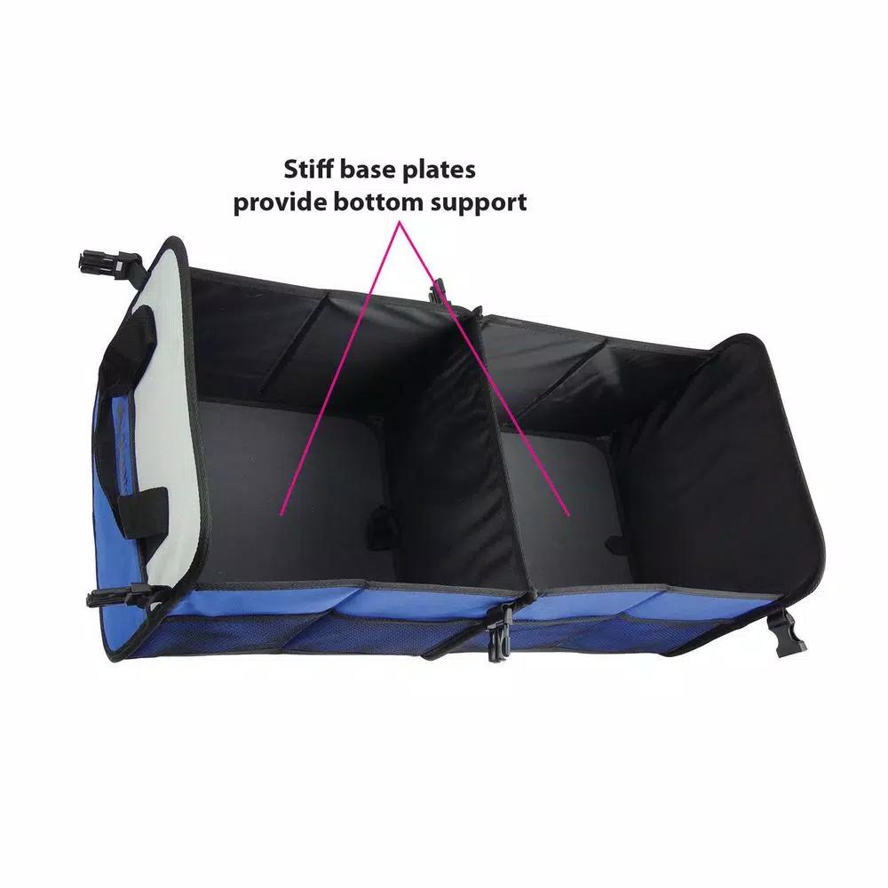 GigaTent 2-Compartment Collapsible Portable Trunk Organizer and Soft-Side Cooler, Blue