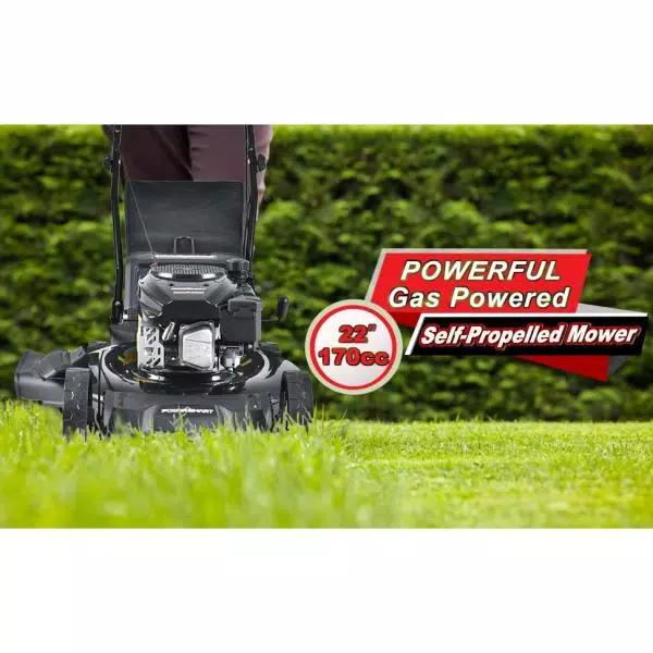 PowerSmart Power Smart 22 in. 3-in-1 Self-Propelled Gas Lawn Mower, 170 cc Engine, Rear-Wheel Drive