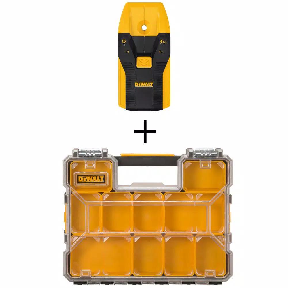 DEWALT Center Sensor Stud Finder (3/4 in. Depth) with 10-Compartment Small Parts Organizer Bundle