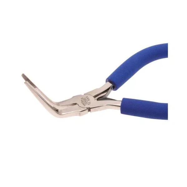 Aven 6 in. Bent Needle Nose Pliers with Serrated Jaws, ESD Safe, Stainless Steel