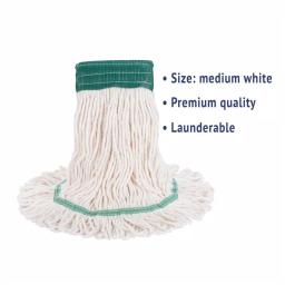 Boardwalk Super Loop Medium Wet Mop Head, 4-Ply Cotton/Synthetic Blend, White, 12/Carton thumbnail 3