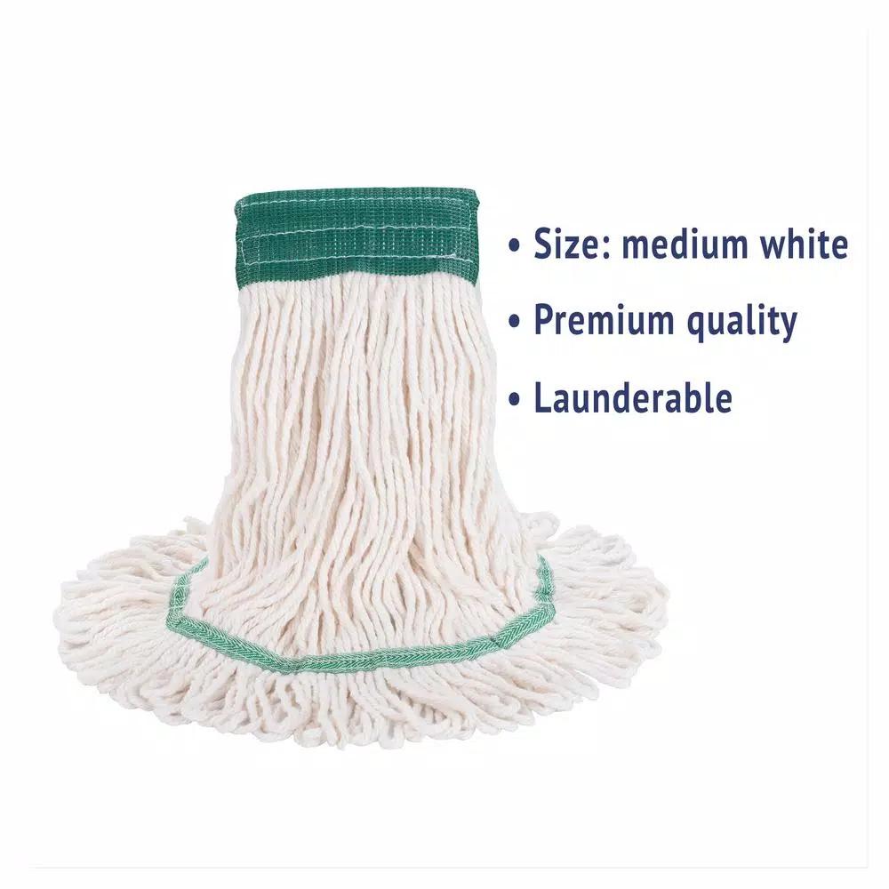 Boardwalk Super Loop Medium Wet Mop Head, 4-Ply Cotton/Synthetic Blend, White, 12/Carton