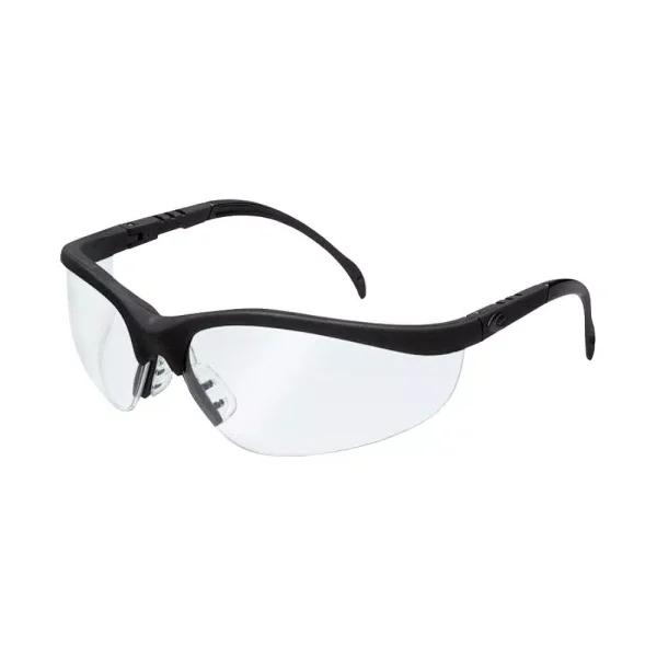 MCR Safety Klondike Safety Glasses, Clear Lens, Black Nylon Frame, UV Protection