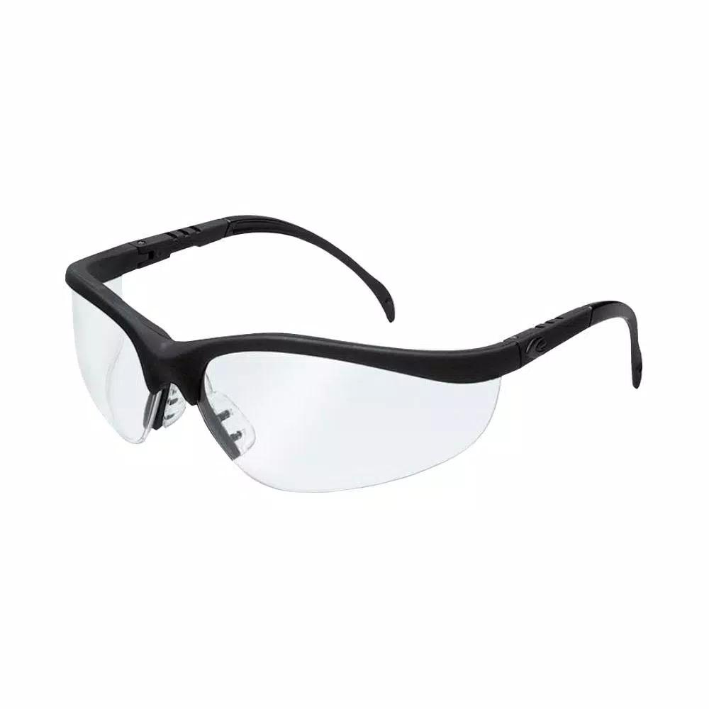 MCR Safety Klondike Safety Glasses, Clear Lens, Black Nylon Frame, UV Protection