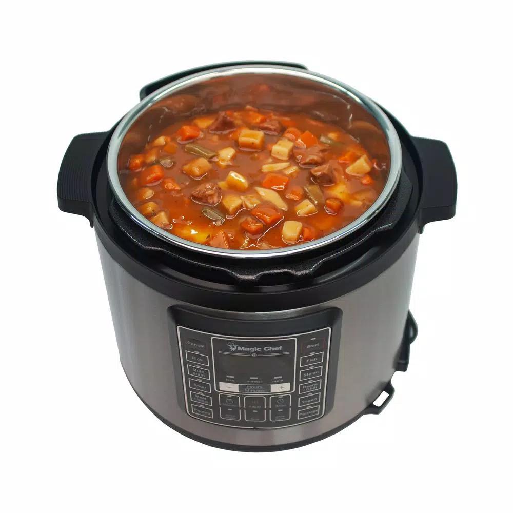 Magic Chef 6 Qt. Stainless Steel 7-in-1 Electric Multi-Cooker and Pressure Cooker