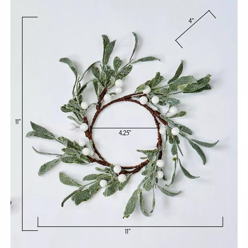 WORTH IMPORTS 4.25" Mistletoe Candle Rings with White Berries, Set of 4