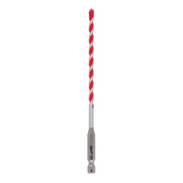 Milwaukee SHOCKWAVE 3/16 in. Carbide Hammer Drill Bit, 6 in. Length, 1/4 in. Hex Shank