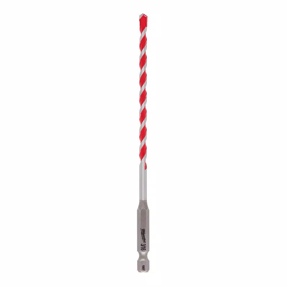Milwaukee SHOCKWAVE 3/16 in. Carbide Hammer Drill Bit, 6 in. Length, 1/4 in. Hex Shank