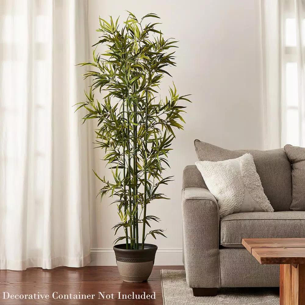 Pure Garden 72 in. Artificial Bamboo Plant with Black Pot