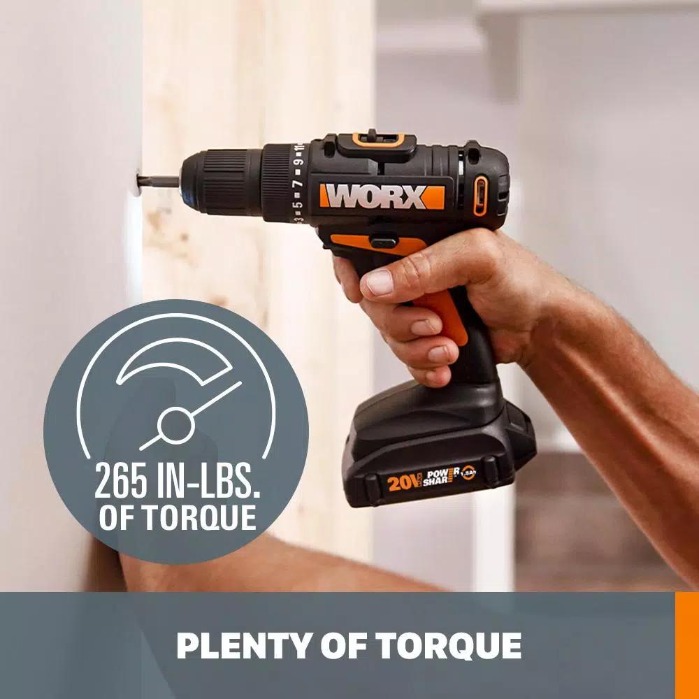 WORX 20V PowerShare 3/8 in. Cordless 2-Speed Drill Driver (Tool-Only)