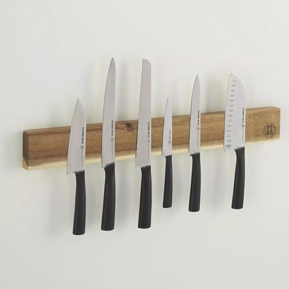 SCHMIDT BROS. Acacia Wood 24 in. Magnetic Knife Bar - Wall Mounted Cutlery Storage