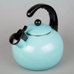 Creative Home Horizon 2.5 Qt. Porcelain Enamel on Steel Whistling Tea Kettle, Aqua Sky Blue thumbnail 4