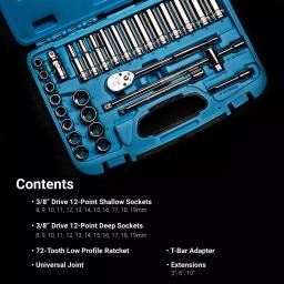 Capri Tools 29-Piece 3/8 in. Drive Metric 12-Point Socket Set with 72-Tooth Ratchet thumbnail 7