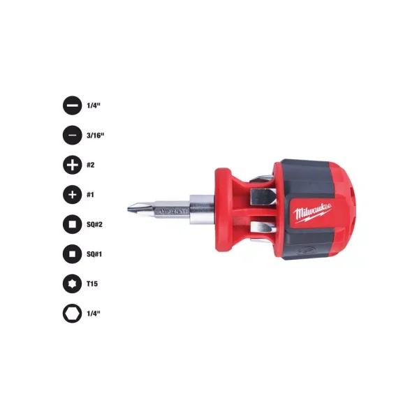 Milwaukee 8-in-1 Compact Multi-Bit Screwdriver Set with Power Groove Bits