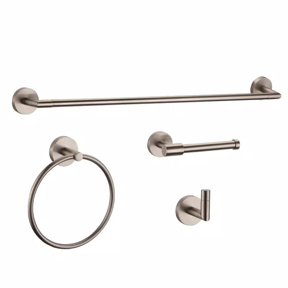 Design House Graz 4-Piece Bathroom Hardware Accessory Kit, Satin Nickel