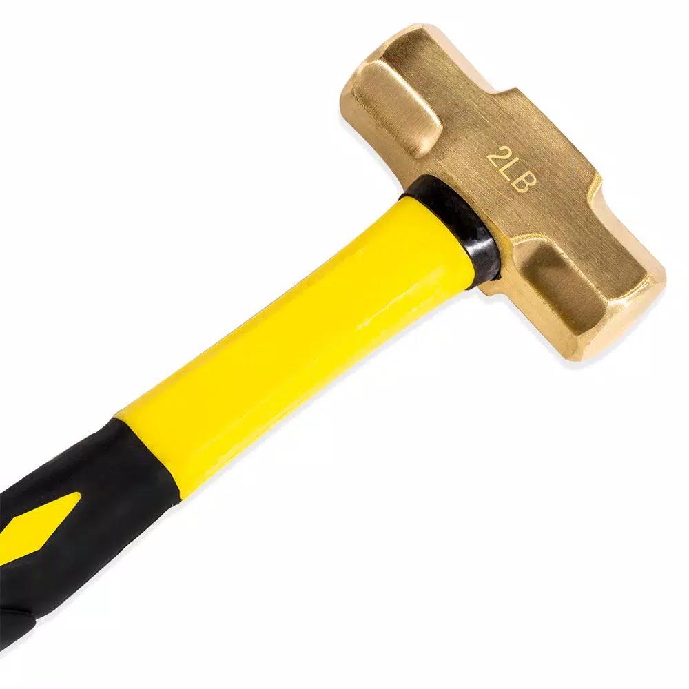 Stark 2 lb. Brass Sledge Hammer with Fiberglass Handle and Soft-Grip Rubber Cover