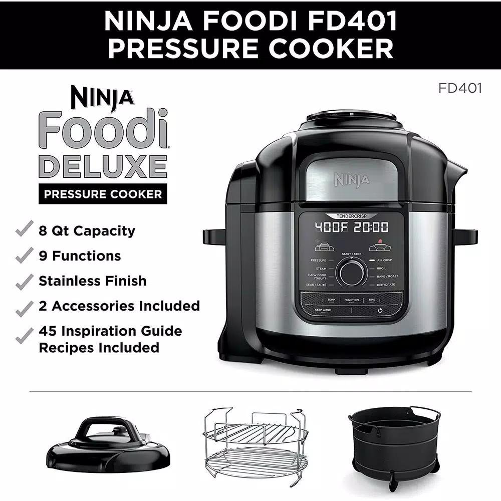 Ninja Foodi Deluxe 8 qt. Electric Pressure Cooker and Air Fryer, Stainless Steel
