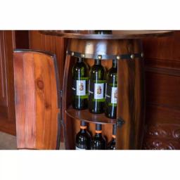 Vintiquewise Rustic Wooden Barrel Shaped Wine Bar Cabinet with Lockable Latch and 10-Bottle Storage thumbnail 5